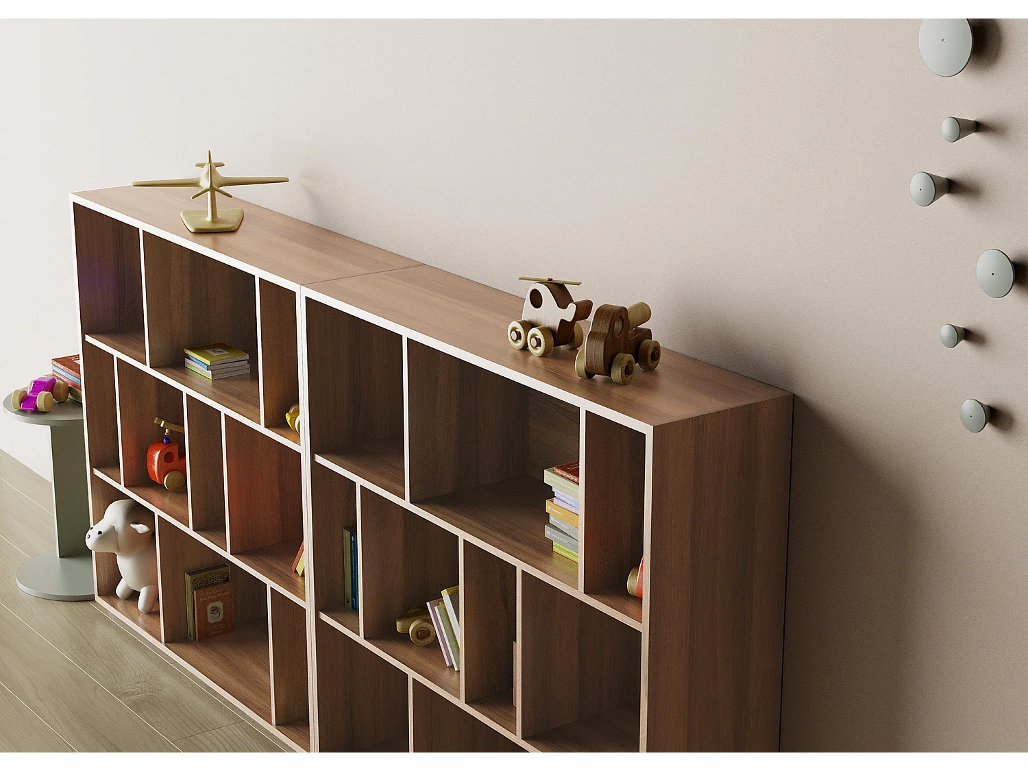 Biblioteca 3 prateleiras - A117cm x C119cm x P32cm nogueira - Nack