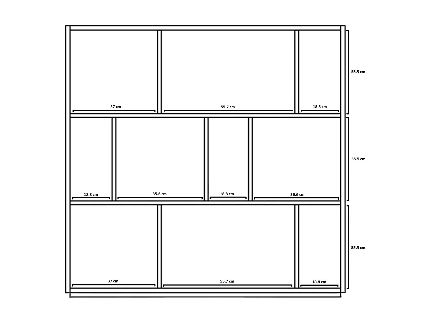 Biblioteca 3 prateleiras - A117cm x C119cm x P32cm nogueira - Nack