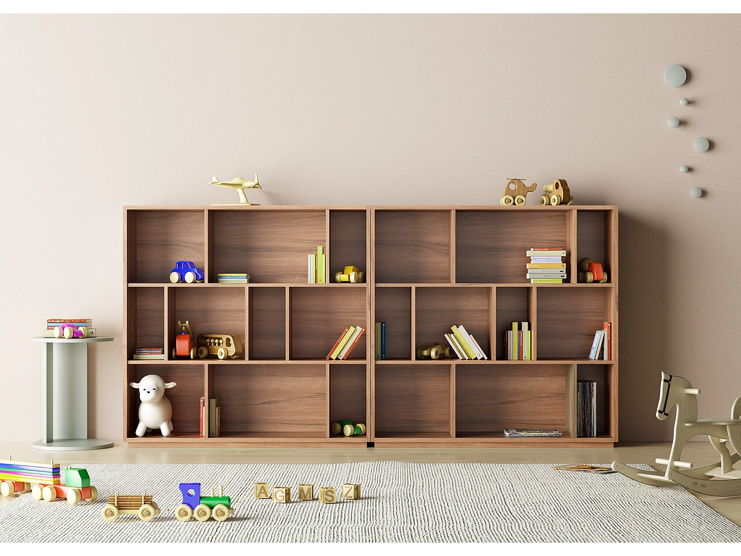 Biblioteca 3 prateleiras - A117cm x C119cm x P32cm nogueira - Nack