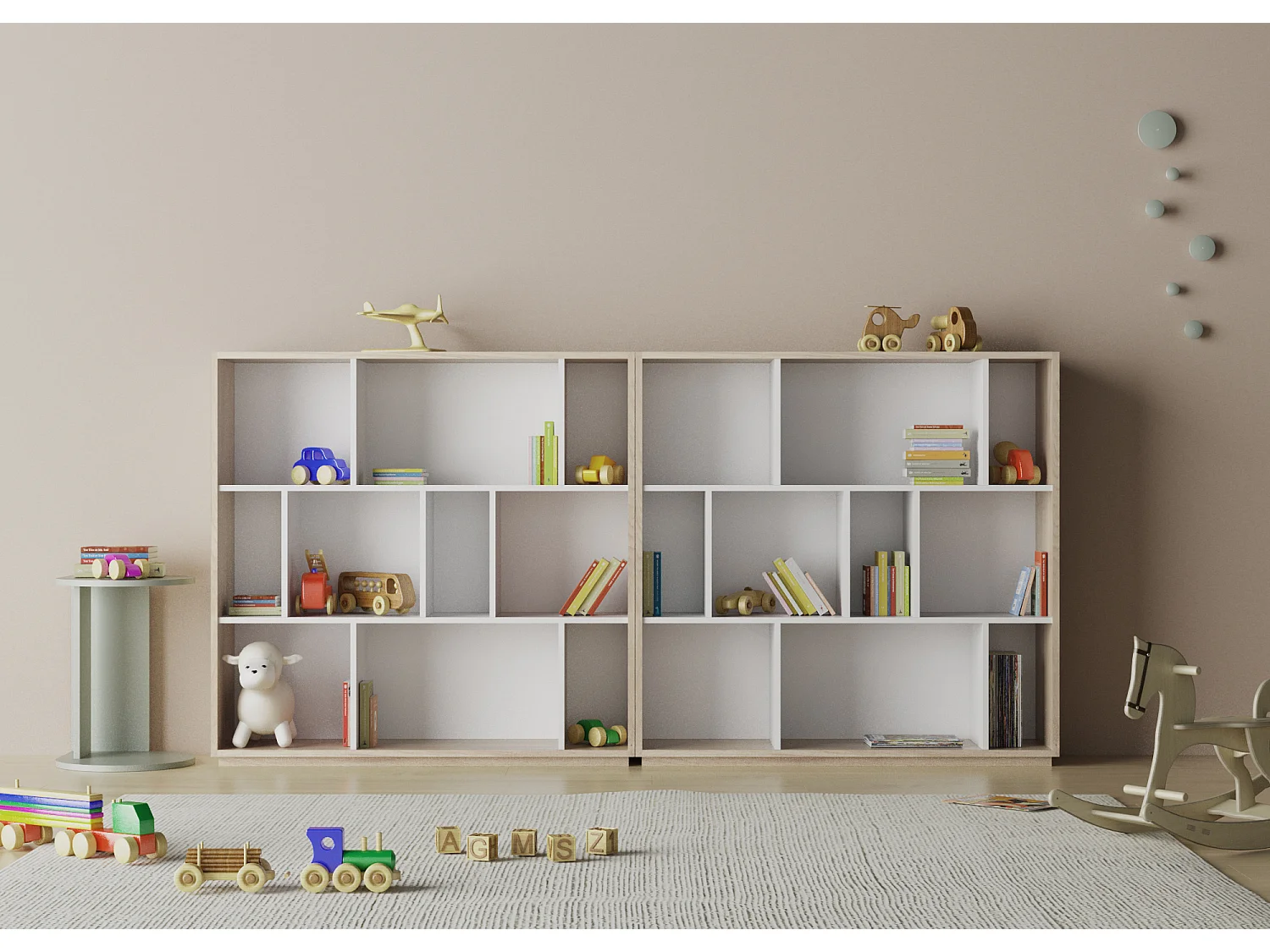 Biblioteca 3 prateleiras - A117cm x C119cm x P32cm carvalho e branco - Nack
