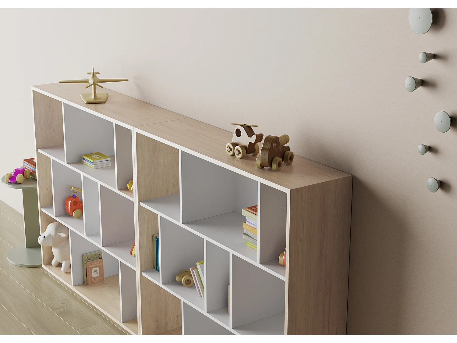 Biblioteca 3 prateleiras - A117cm x C119cm x P32cm carvalho e branco - Nack