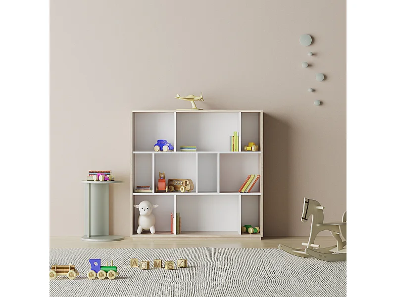 Biblioteca 3 prateleiras - A117cm x C119cm x P32cm carvalho e branco - Nack