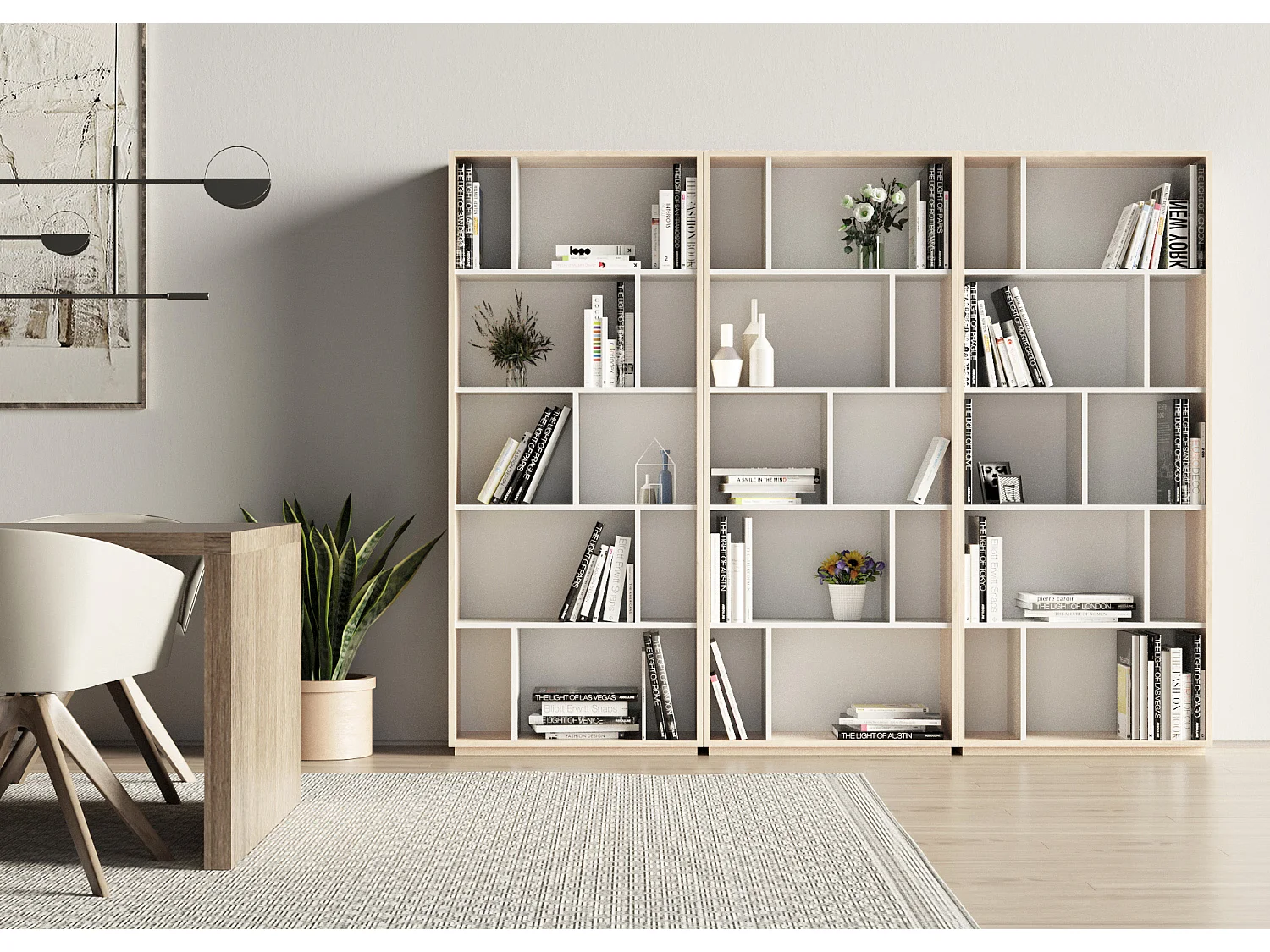 Biblioteca 5 prateleiras - A191cm x C80cm x P32cm carvalho e branco - Nack