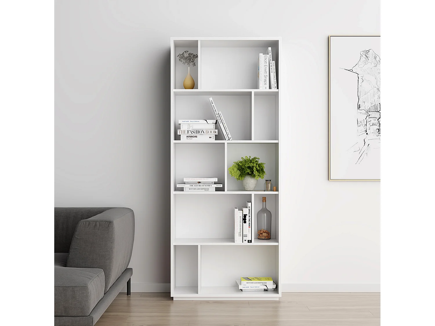 Biblioteca 5 prateleiras - A191cm x C80cm x P32cm branco - Nack