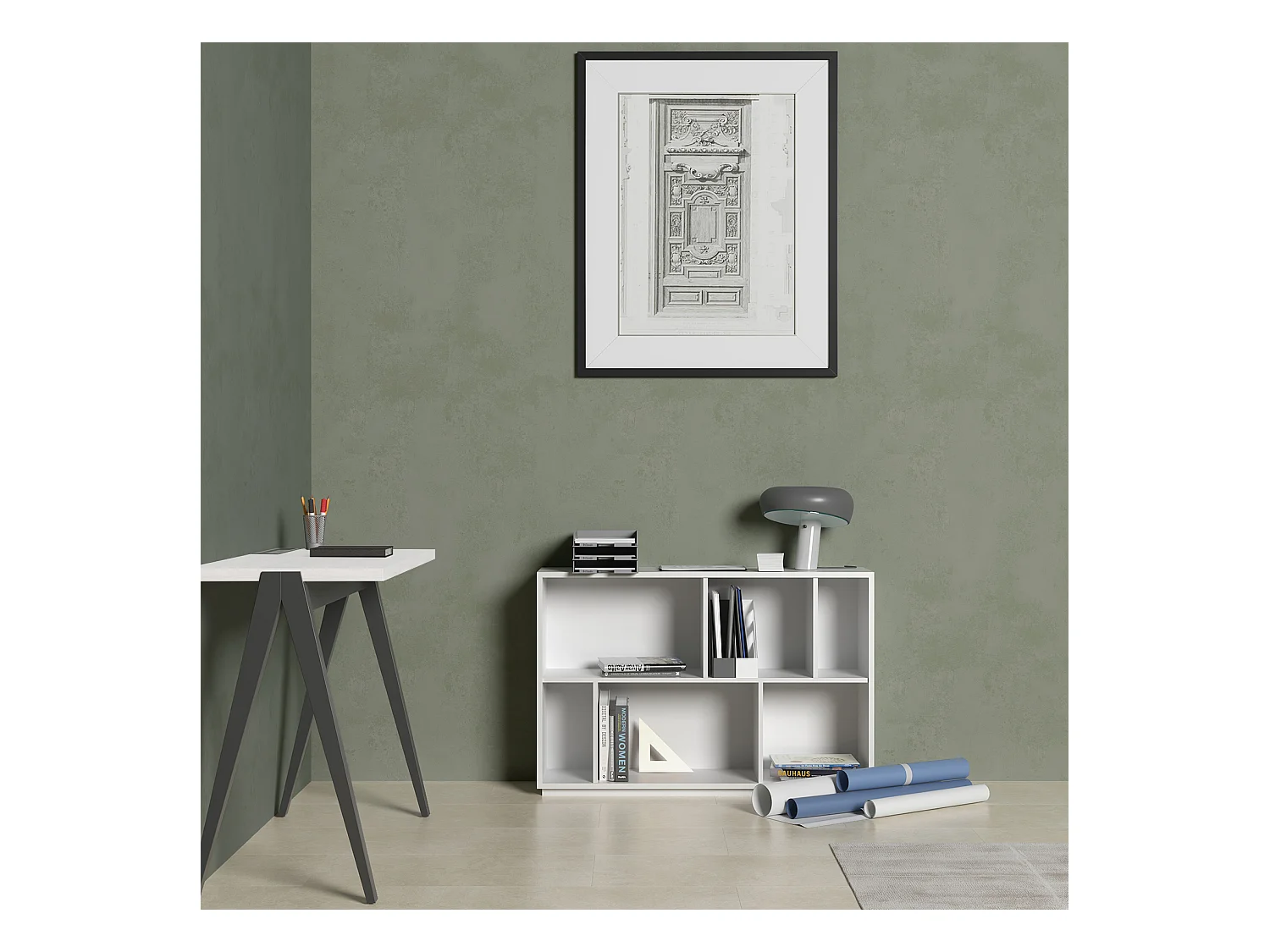 Biblioteca 2 prateleiras - A80cm x C119cm x P32cm branco - Nack