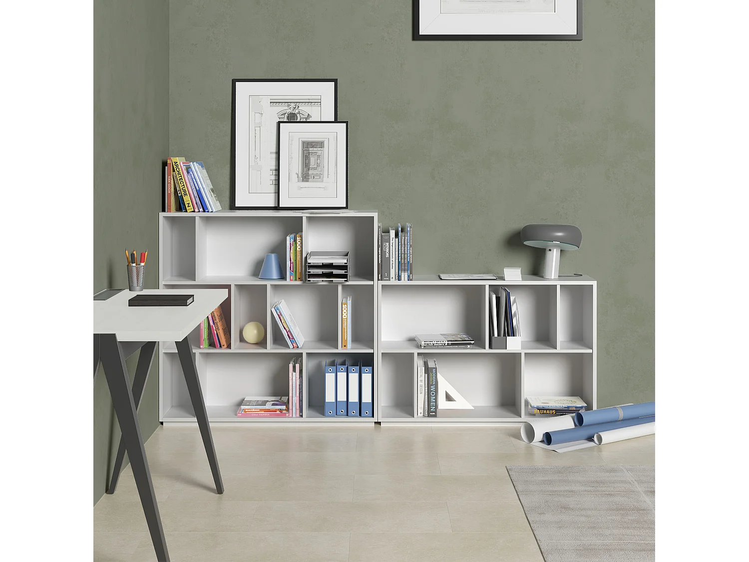 Biblioteca 2 prateleiras - A80cm x C119cm x P32cm branco - Nack