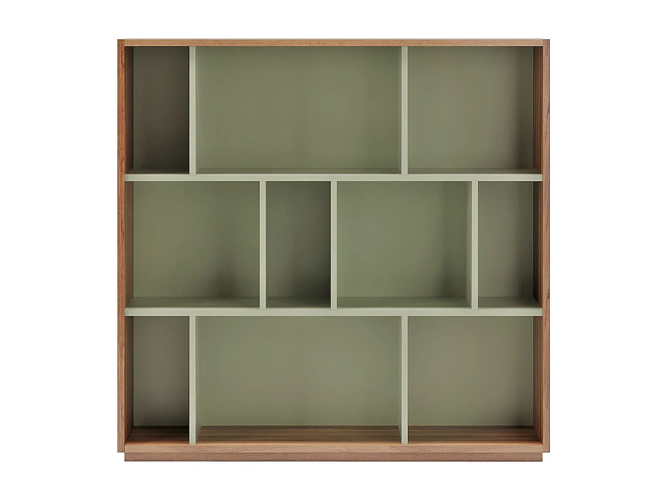 Biblioteca 3 prateleiras - A117cm x C119cm x P32cm nogueira e verde - Nack