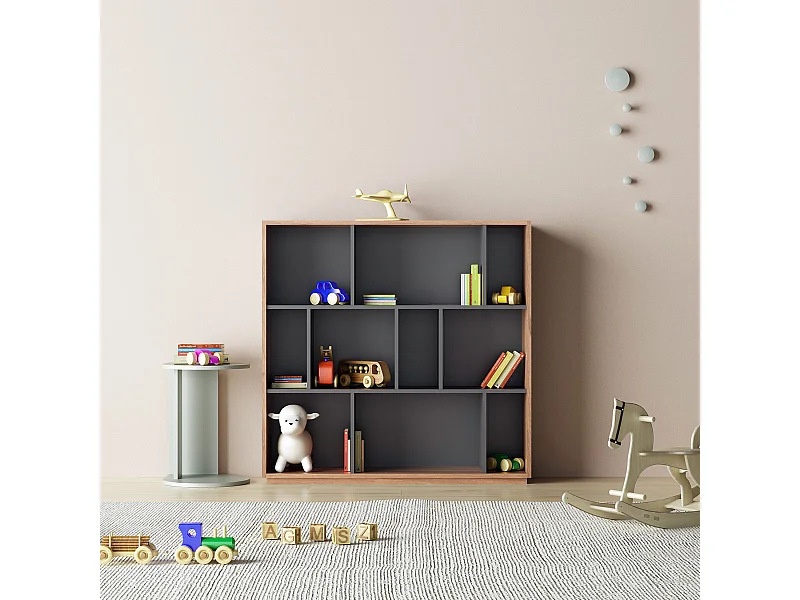 Biblioteca 3 prateleiras - A117cm x C119cm x P32cm nogueira e antracite - Nack