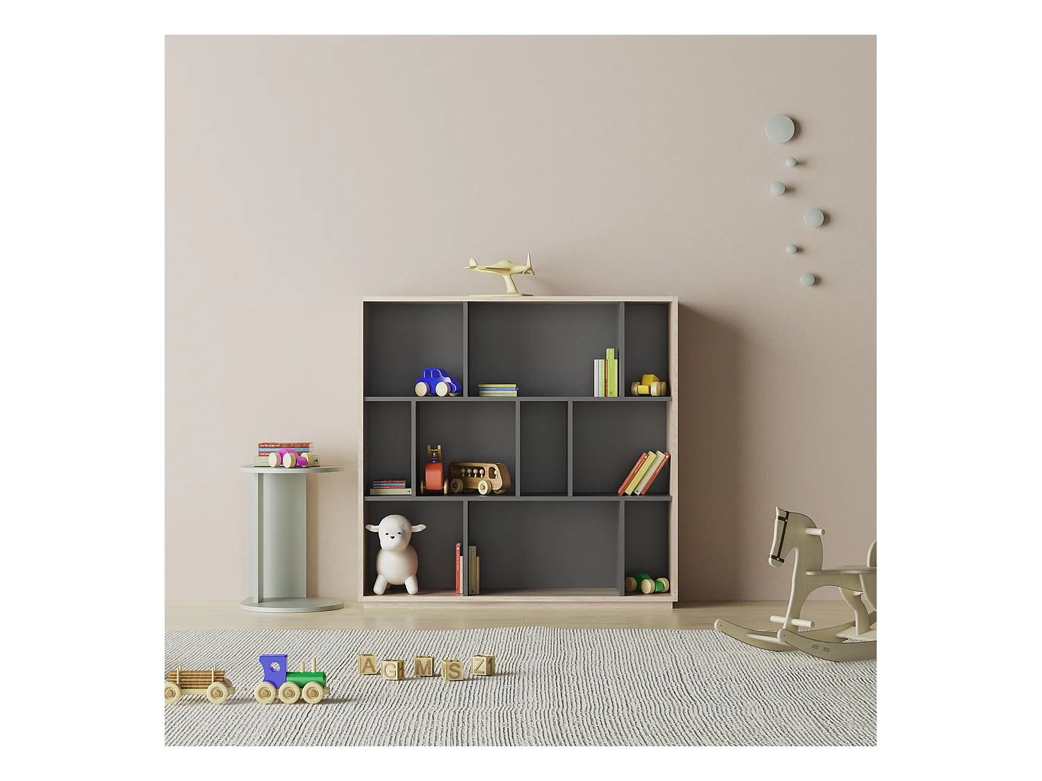 Biblioteca 3 prateleiras - A117cm x C119cm x P32cm carvalho e antracite - Nack