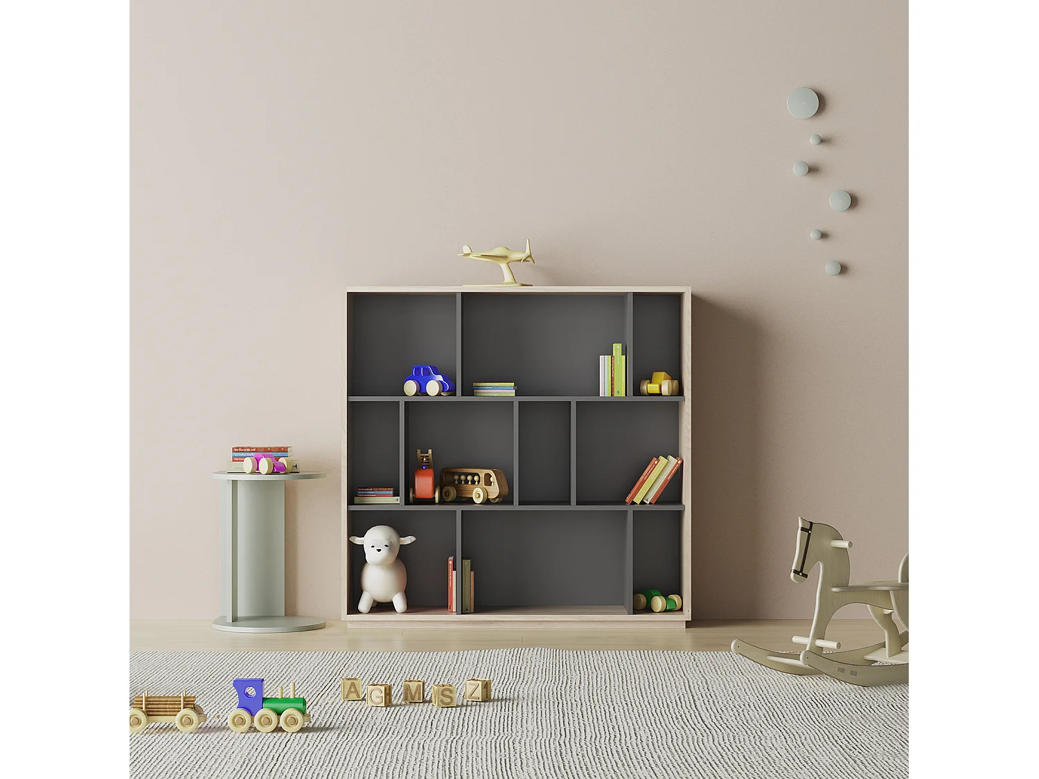 Biblioteca 3 prateleiras - A117cm x C119cm x P32cm carvalho e antracite - Nack