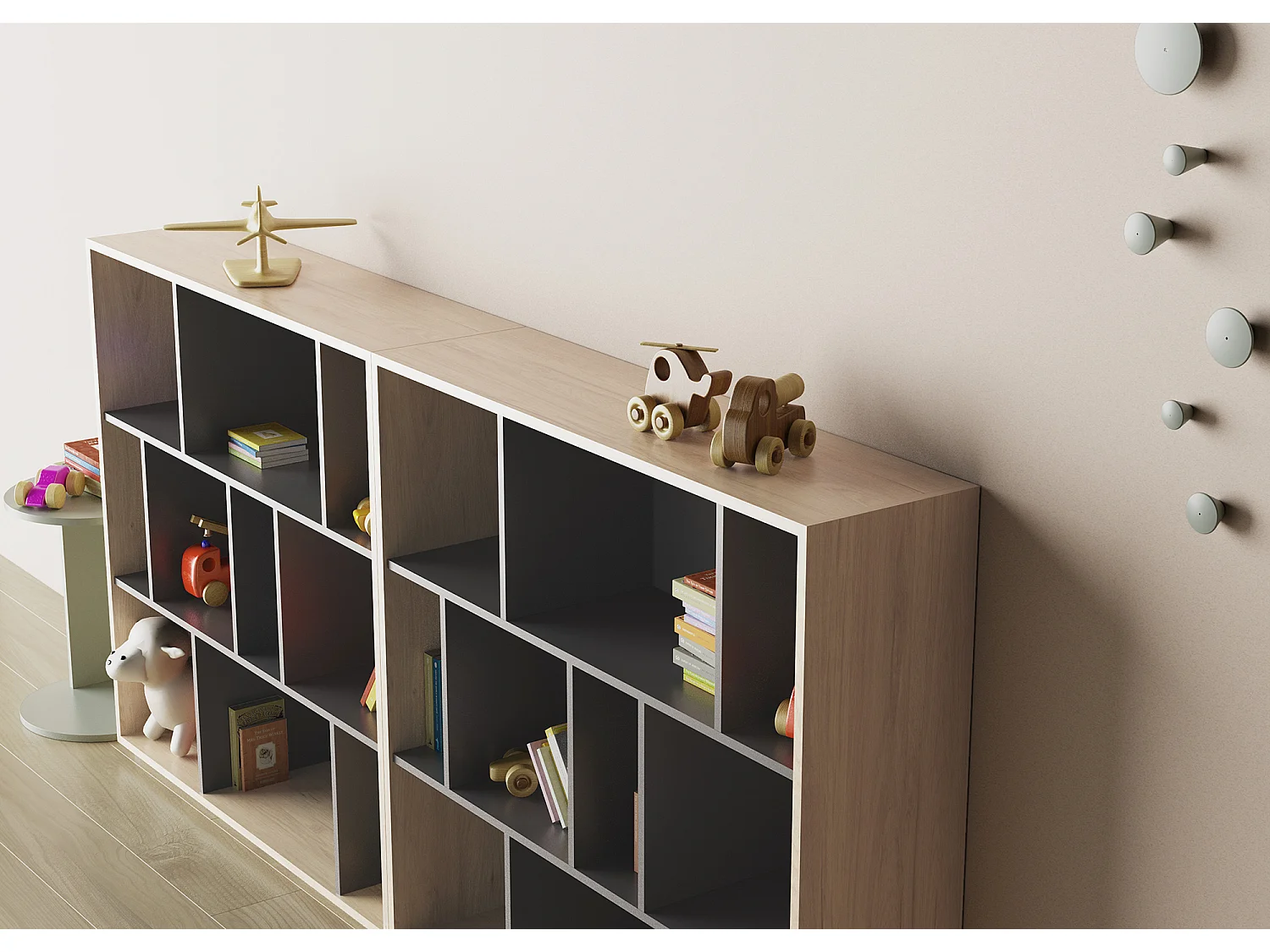 Biblioteca 3 prateleiras - A117cm x C119cm x P32cm carvalho e antracite - Nack