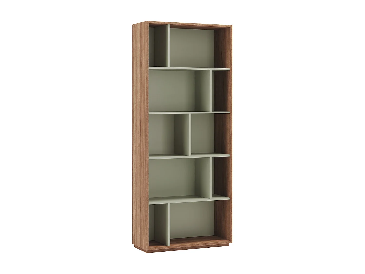 Biblioteca 5 prateleiras - A191cm x C80cm x P32cm nogueira e verde - Nack