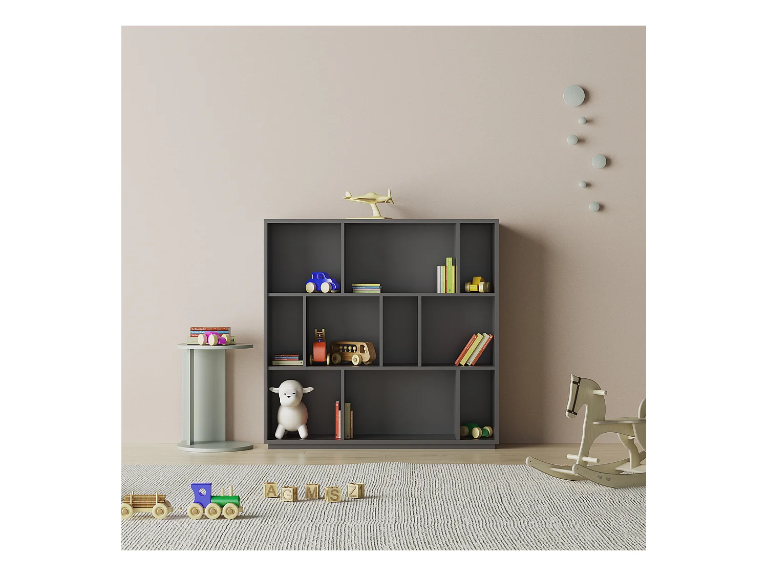 Biblioteca 3 prateleiras - A117cm x C119cm x P32cm antracite - Nack