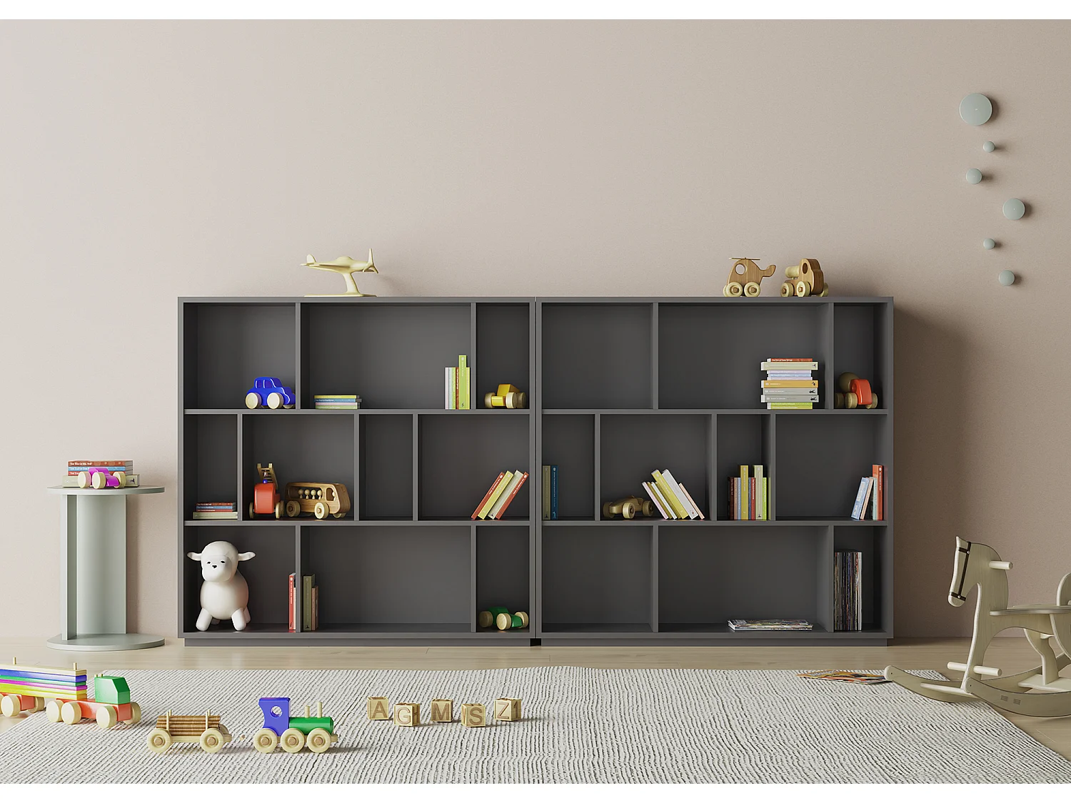 Biblioteca 3 prateleiras - A117cm x C119cm x P32cm antracite - Nack