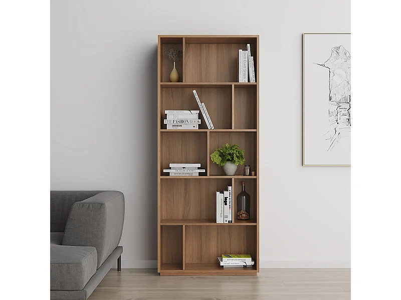 Biblioteca 5 prateleiras - A191cm x C80cm x P32cm nogueira - Nack