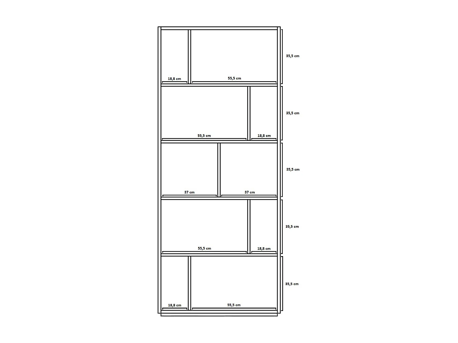 Biblioteca 5 prateleiras - A191cm x C80cm x P32cm nogueira - Nack