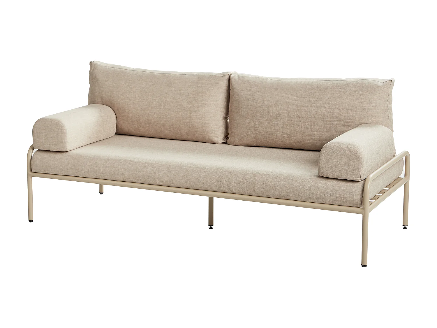 Gartensofa Aluminium beige 2-Sitzer mit Kissen wasserabweisend modern Solofra