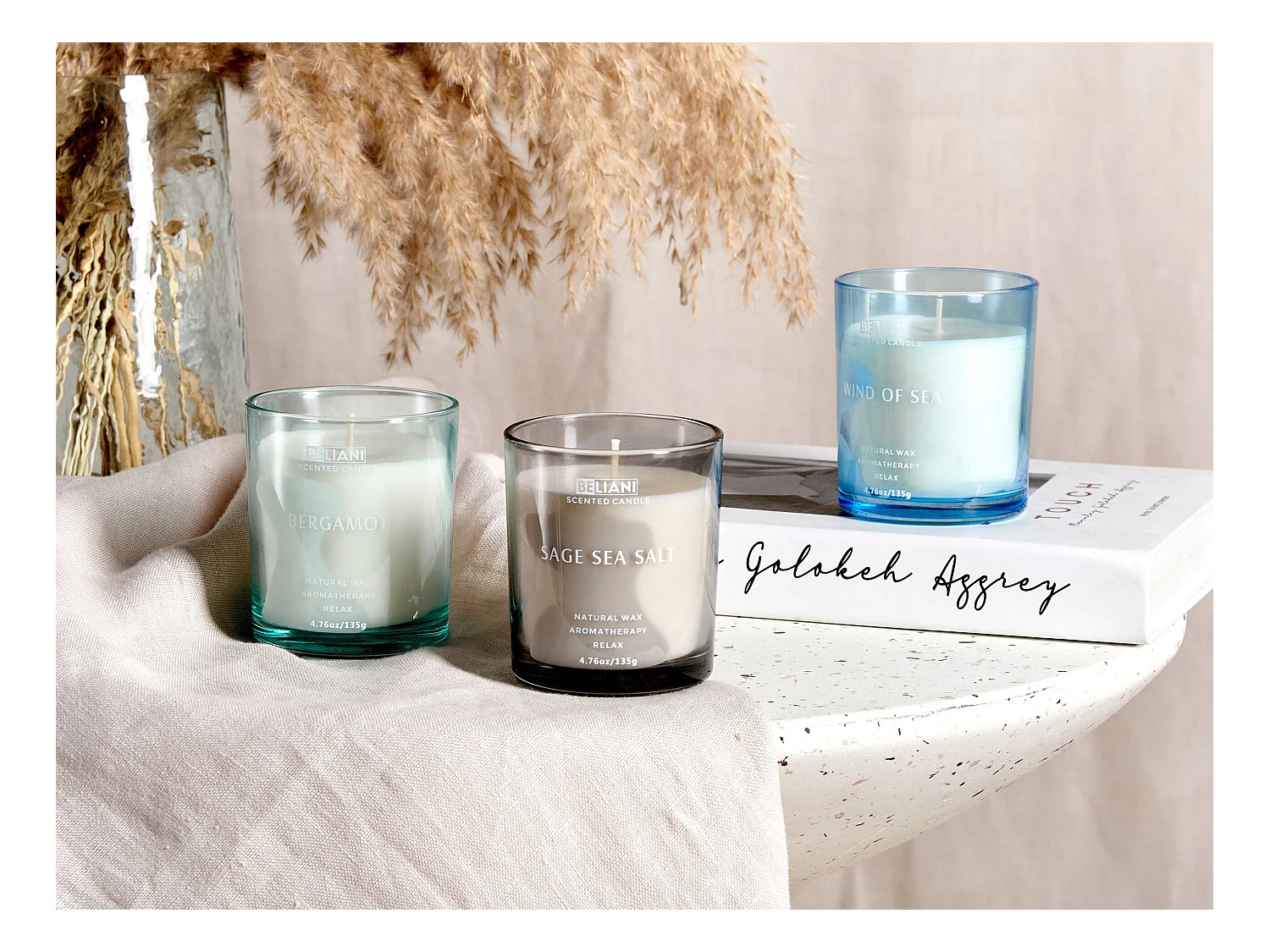 Set van 3 geurkaarsen SHEER JOY Soja wax Frisse geurnoten