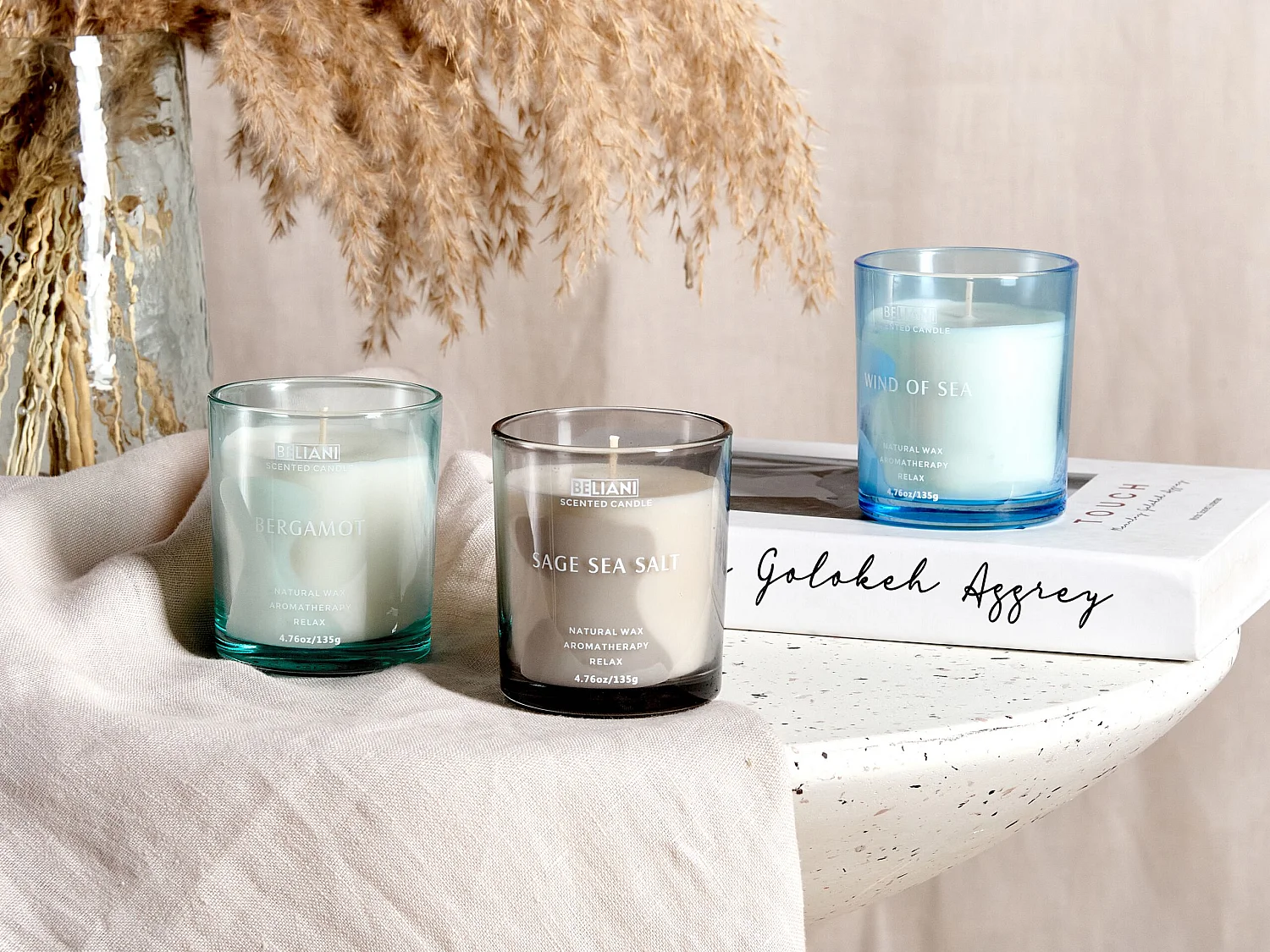 Lot de 3 bougies parfumées SHEER JOY Cire de soja Notes de fraîcheur