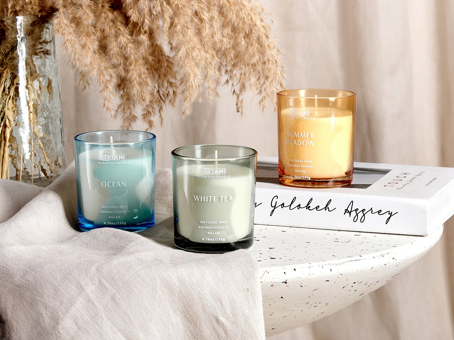 Lot de 3 bougies parfumées SHEER JOY Cire de soja Notes de fraîcheur