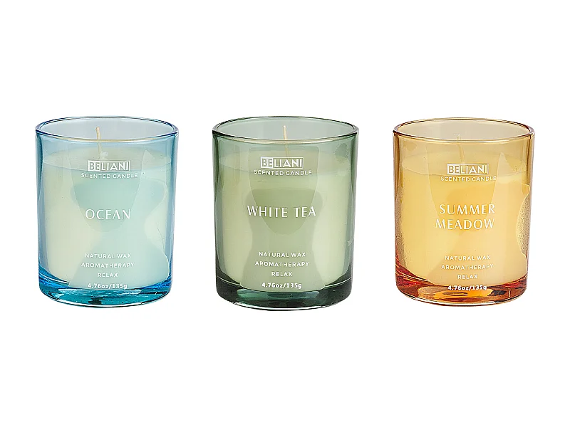 Set van 3 geurkaarsen SHEER JOY Soja wax Frisse geurnoten