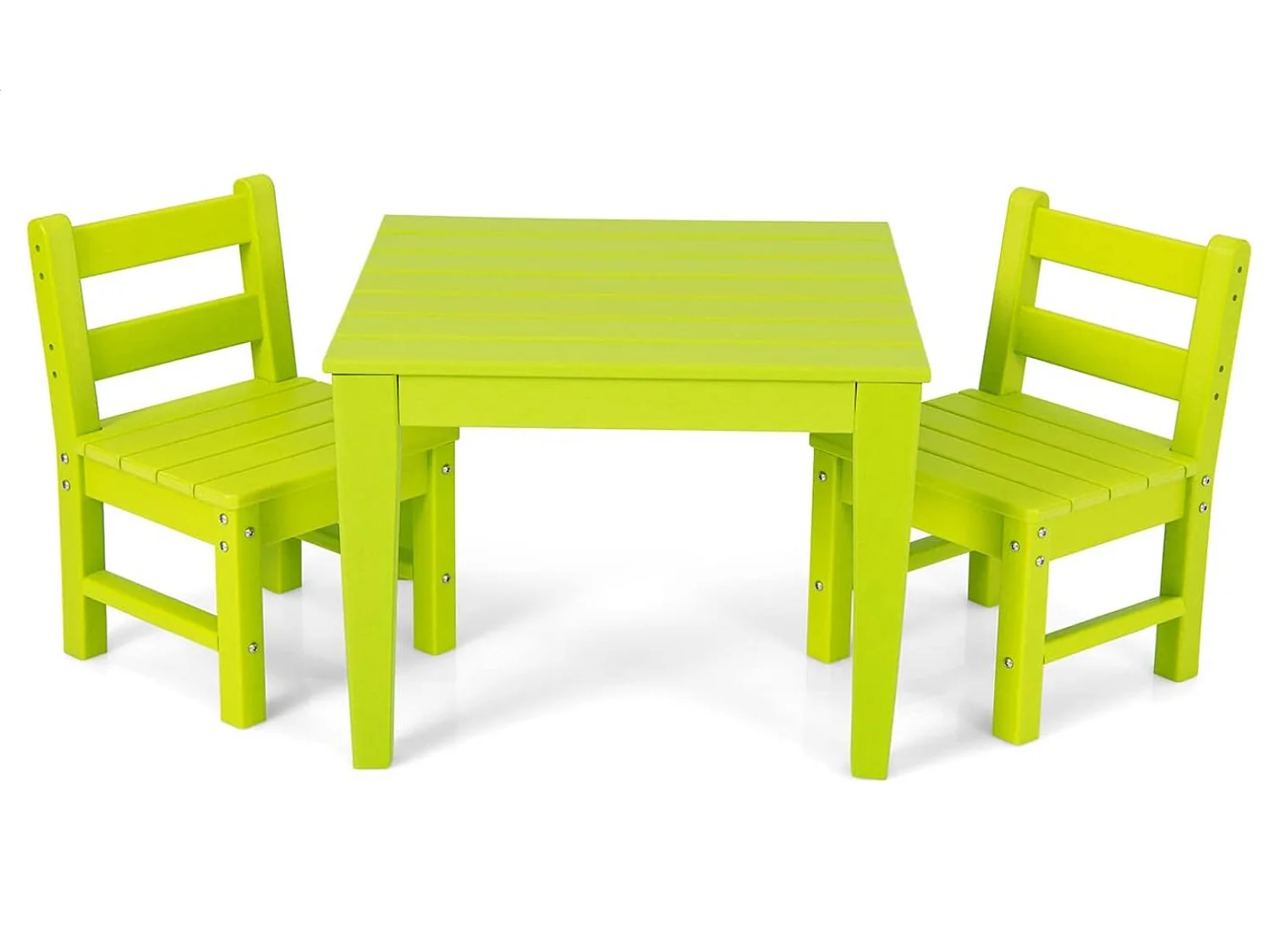 Ensemble Table et 2 Chaises pour Enfants avec Surface Imperméable, Table d'Activités Polyvalente avec Structure Stable, Assemblage Facile, Design Ergonomique, Intérieur Extérieur, Vert