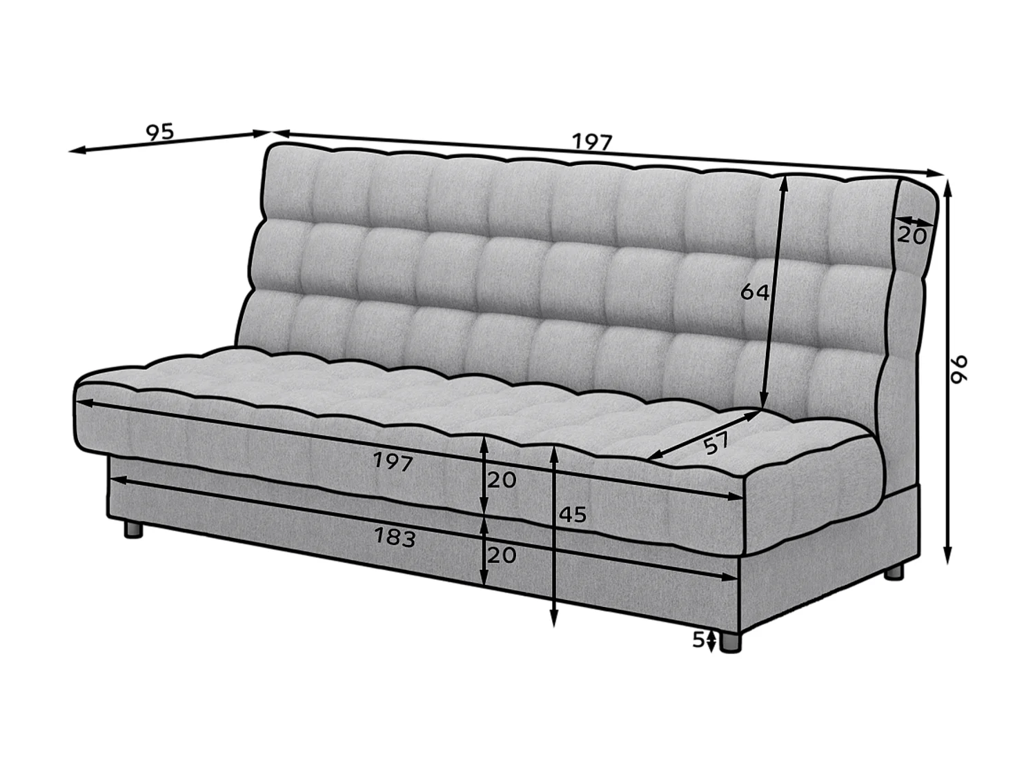 Canapé Fonco/Tissu/Bleu