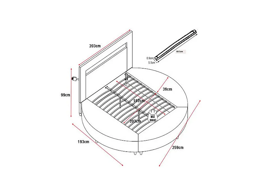 Bett mit LEDs - 160 x 200 cm - Kunstleder - Weiß + Matratze - ABULIS III