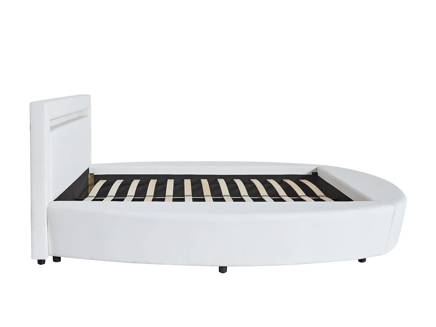 Lit rond 180 x 200 cm - Avec LEDs - Simili - Blanc + Matelas - ABULIS III