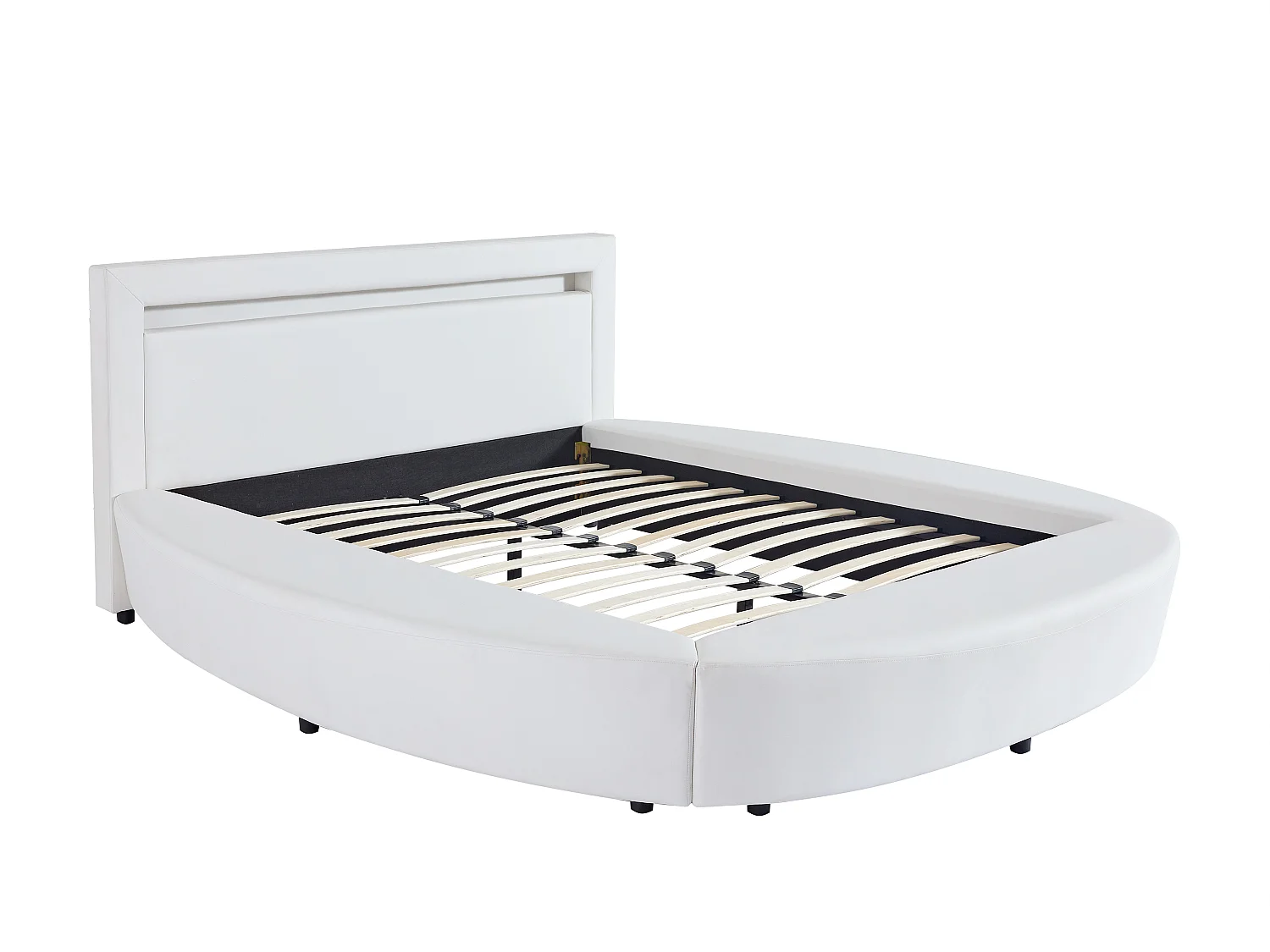 Lit rond 180 x 200 cm - Avec LEDs - Simili - Blanc + Matelas - ABULIS III