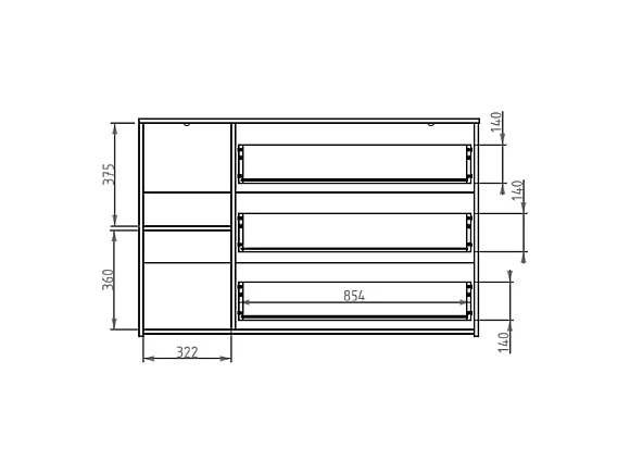 Ladekast met 3 lades en 1 deurtje - Kleur: naturel en wit - TUNALO