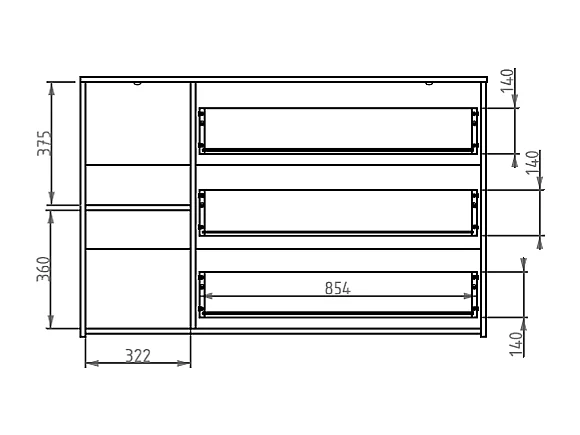 Commode 3 tiroirs et 1 porte - Coloris : Naturel et blanc - TUNALO