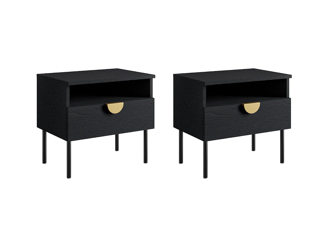 Comodini con 1 cassetto  Nero - Lotto di 2 - NATANIEL