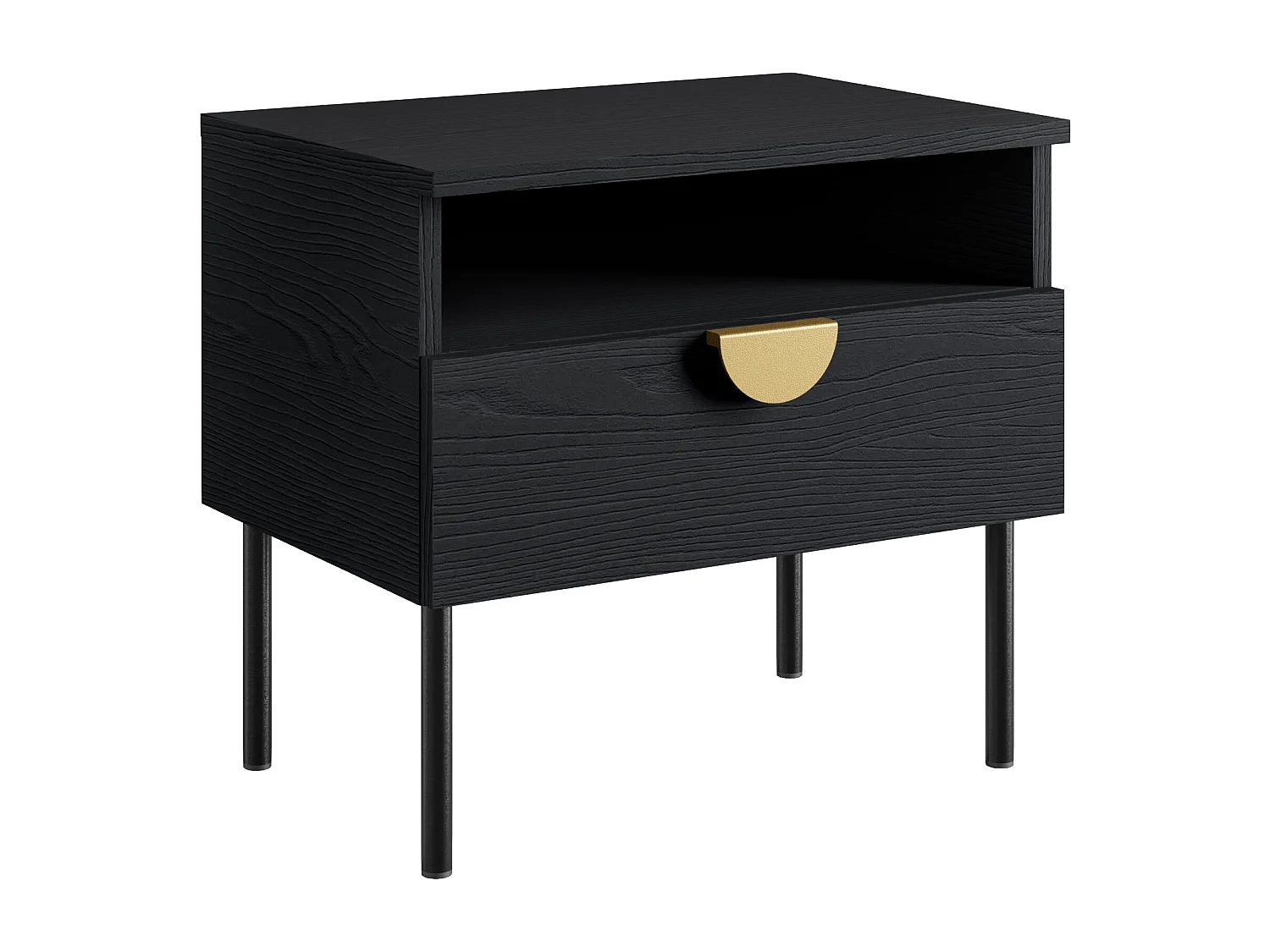 Sängbord 2-pack med 1 låda - Färg: Svart och guld - NATANIEL