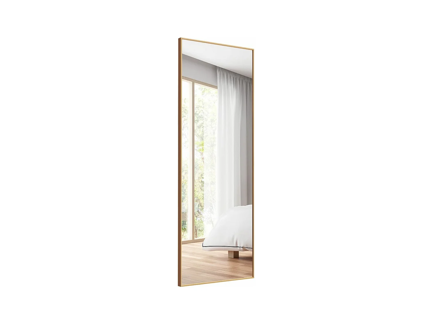 Miroir Mural avec cadre aluminium 150x4x56cm, HD Miroir en verre antidéflagrant, Miroir en Pleine Longueur pour Installation Horizontale ou Verticale, pour salle de bain, chambre, salon (Doré)