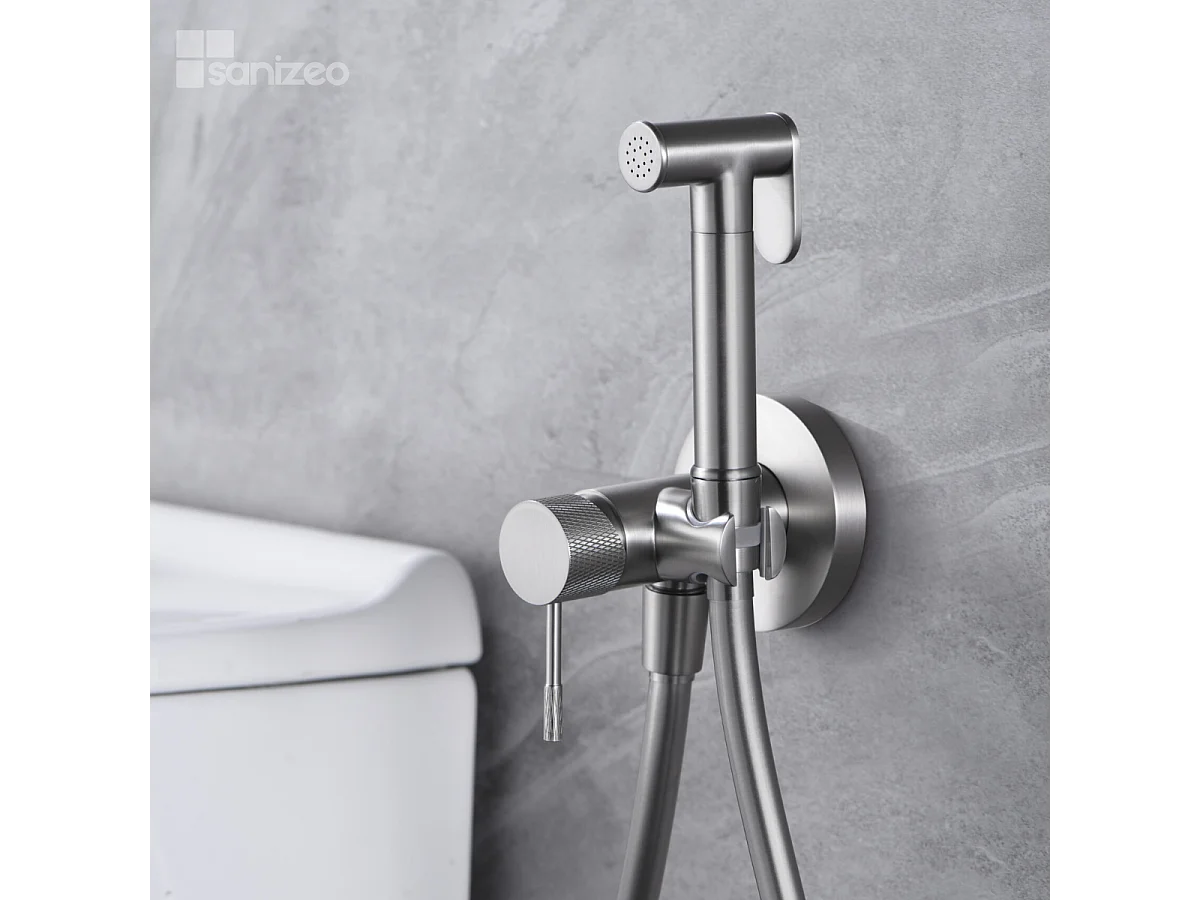 Kit Douchette hygiénique À ENCASTRER,  WC ou Bidet Salle de Bain Nickel Brossé LINE RDD038/NQ