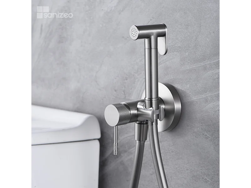 Kit Douchette hygiénique À ENCASTRER,  WC ou Bidet Salle de Bain Nickel Brossé LINE RDD038/NQ