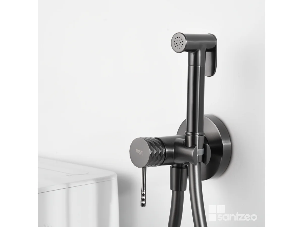 Kit Hygiène Douchette de WC / Bidet Encastré Black Gun Métal IMEX GENOVA RDG053/BGM