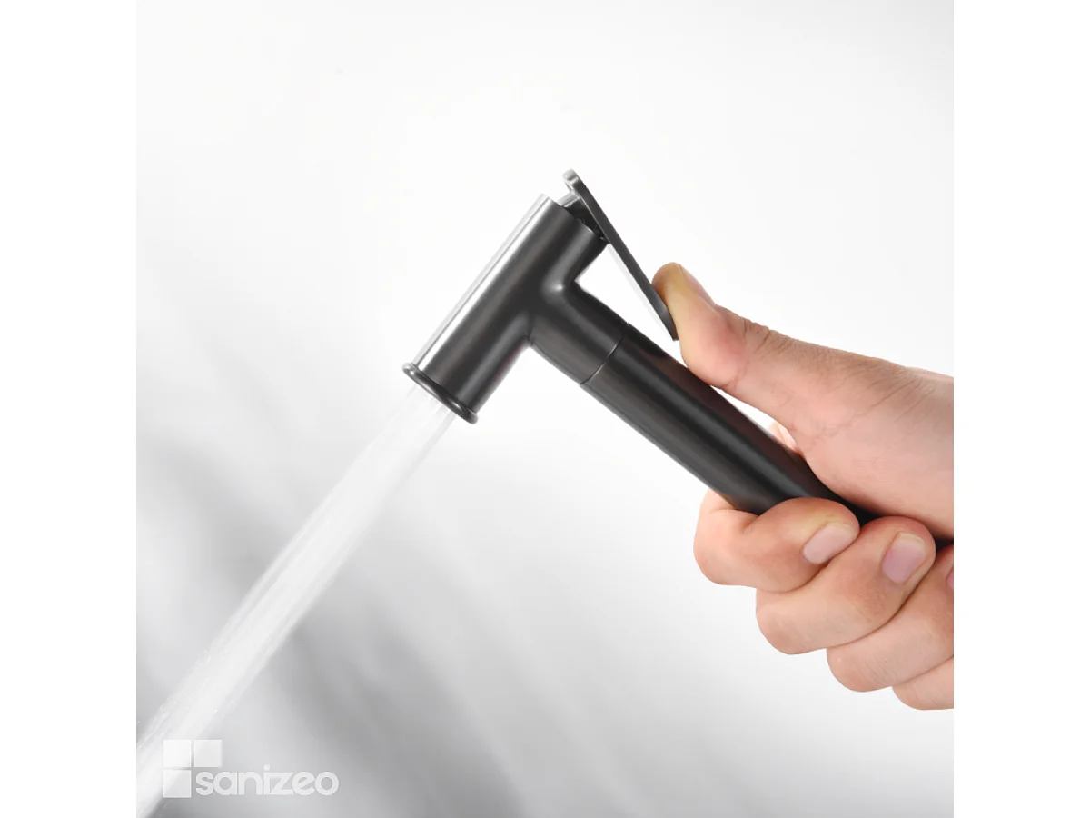 Kit Hygiène Douchette de WC / Bidet Encastré Black Gun Métal IMEX GENOVA RDG053/BGM