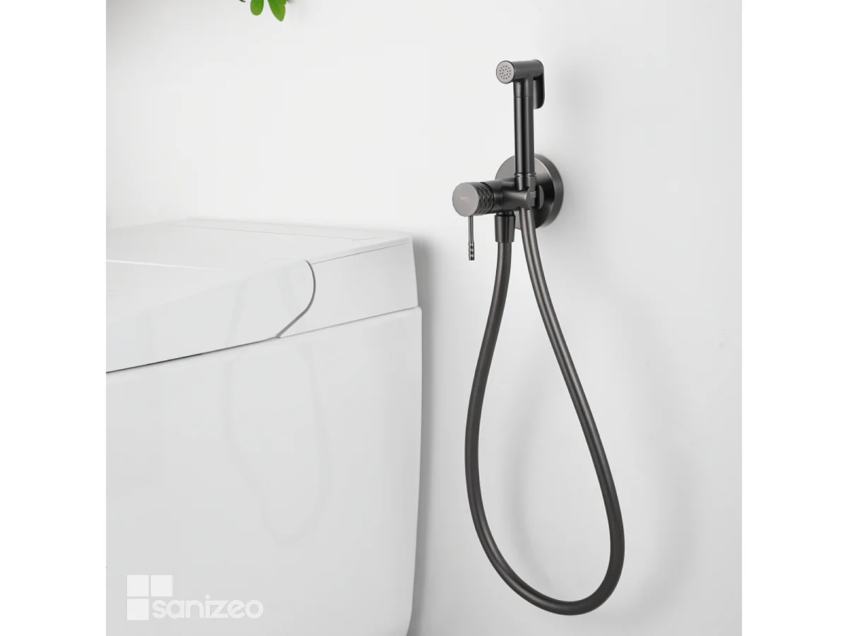 Kit Hygiène Douchette de WC / Bidet Encastré Black Gun Métal IMEX GENOVA RDG053/BGM