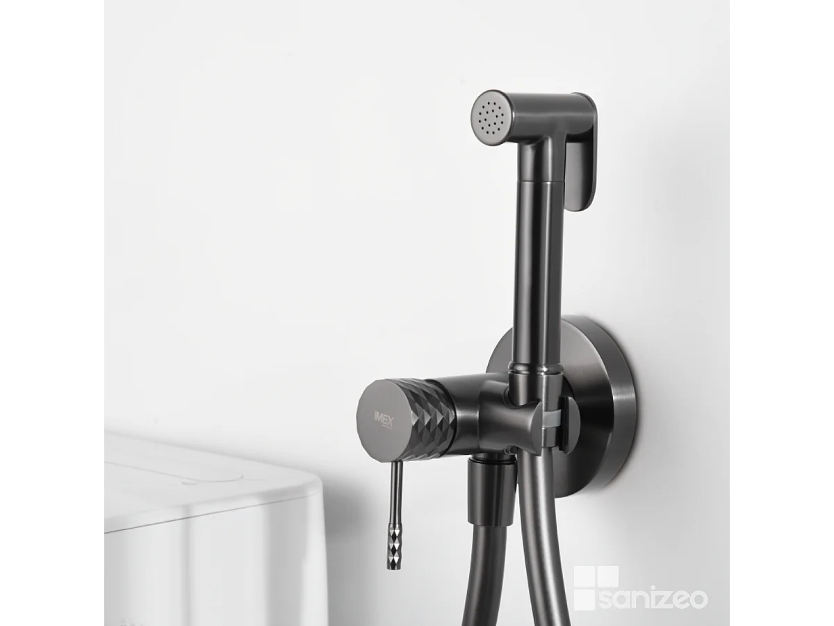 Kit Hygiène Douchette de WC / Bidet Encastré Black Gun Métal IMEX GENOVA RDG053/BGM