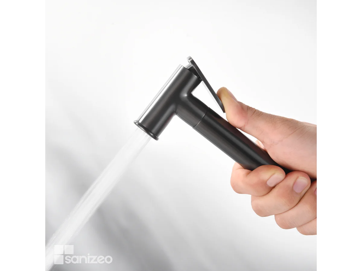 Kit Hygiène Douchette de WC / Bidet Encastré Black Gun Métal IMEX GENOVA RDG053/BGM