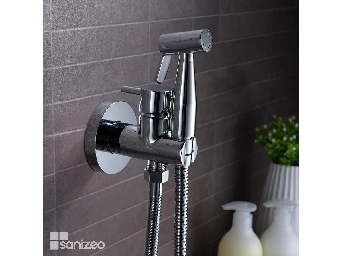 Kit Douchette hygiénique À ENCASTRER,  WC ou Bidet Salle de Bain Chrome MUNICH RDM001