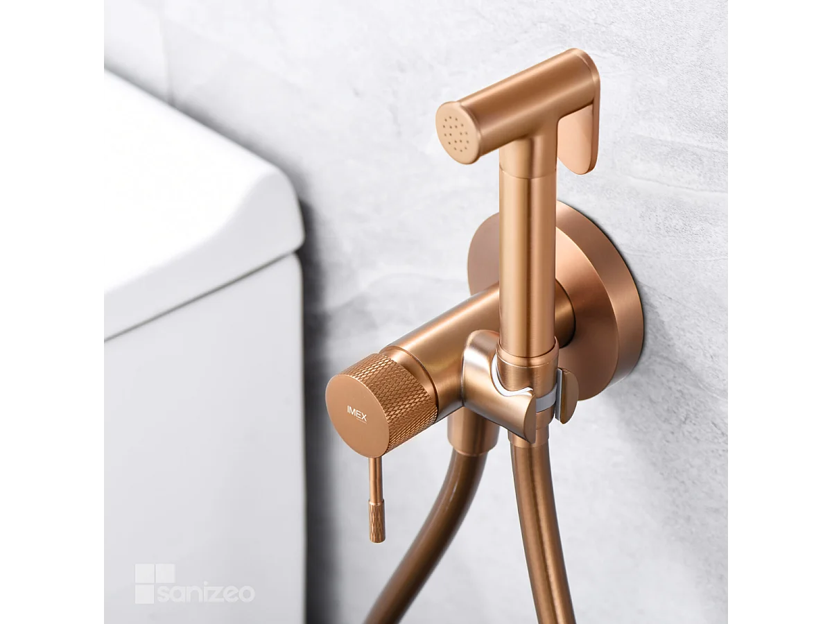 Kit Douchette hygiénique À ENCASTRER,  WC ou Bidet Salle de Bain Or Rose Cuivré LINE RDD038/ORC