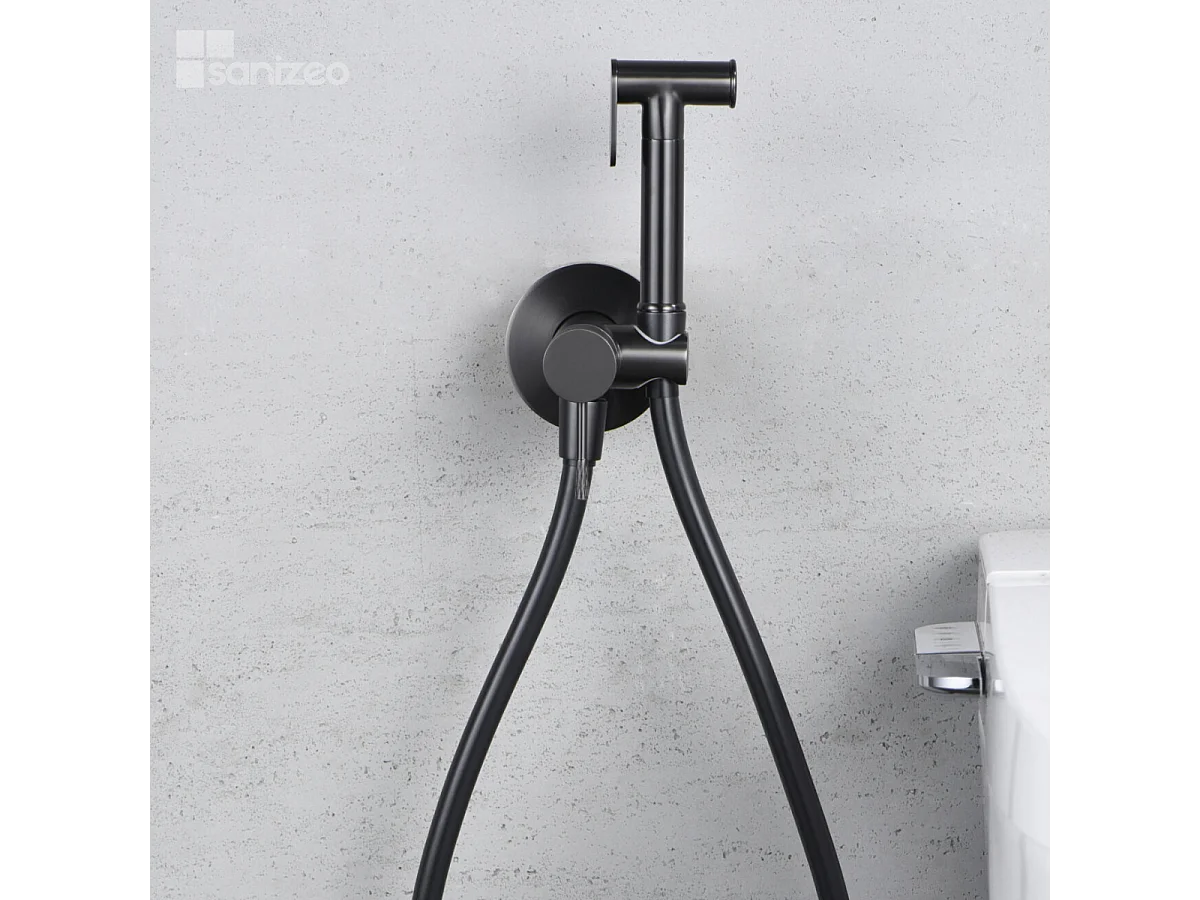 Kit Douchette hygiénique À ENCASTRER,  WC ou Bidet Salle de Bain Black Gun Métal LINE RDD038/BGM