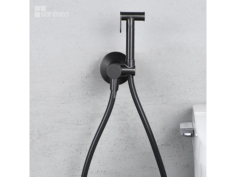 Kit Douchette hygiénique À ENCASTRER,  WC ou Bidet Salle de Bain Black Gun Métal LINE RDD038/BGM