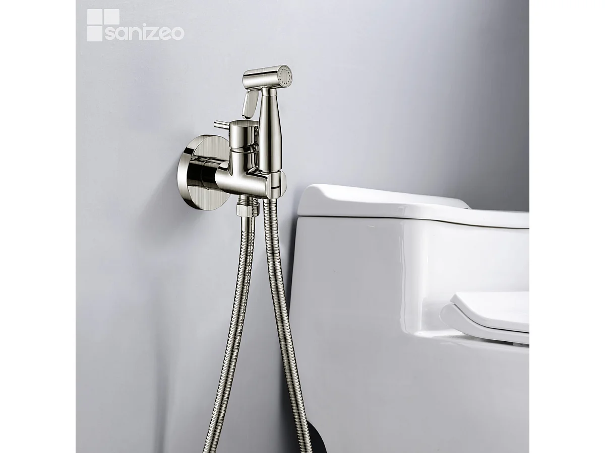 Kit Douchette hygiénique À ENCASTRER,  WC ou Bidet Salle de Bain Nickel Brossé MUNICH RDM001/NQ