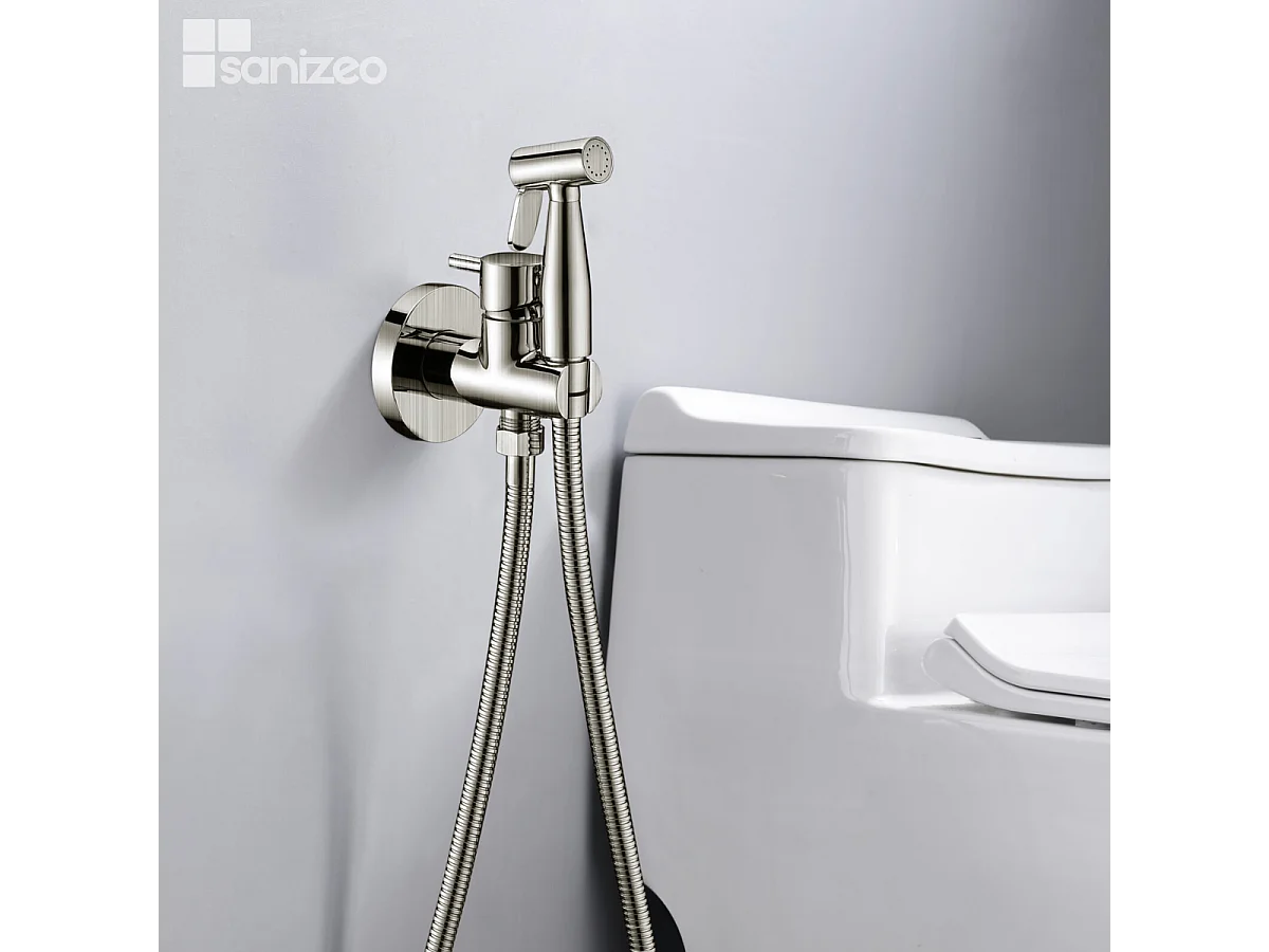 Kit Douchette hygiénique À ENCASTRER,  WC ou Bidet Salle de Bain Nickel Brossé MUNICH RDM001/NQ