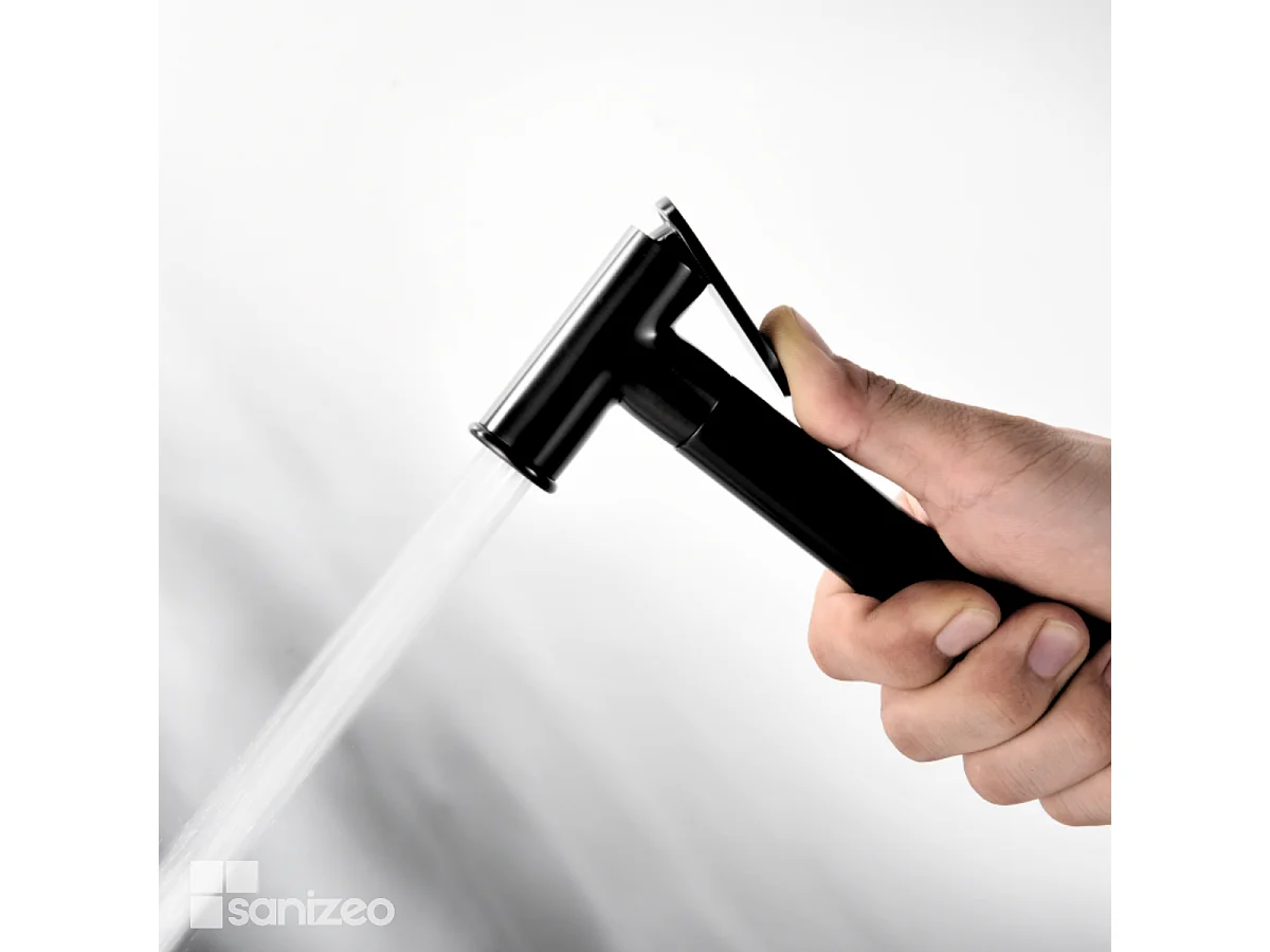 Kit Hygiène Douchette de WC / Bidet Encastré Noir Mat IMEX GENOVA RDG053/NG