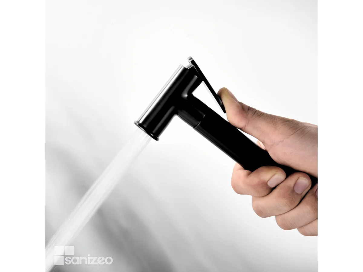 Kit Hygiène Douchette de WC / Bidet Encastré Noir Mat IMEX GENOVA RDG053/NG